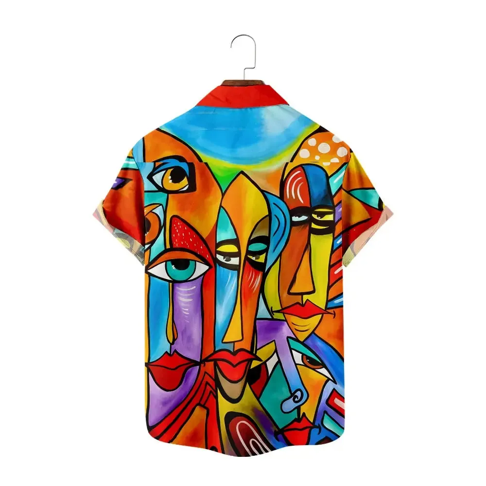 Men's Cubist Abstract Face Art Short Sleeve Shirt sold by Eleven Oasis product image thumbnail 2