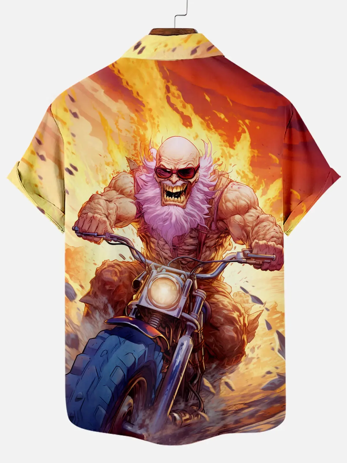 Monster Driving Hot Rod Motorcycle Pattern Men's Short Sleeve Shirt sold by Eleven Oasis product image thumbnail 2