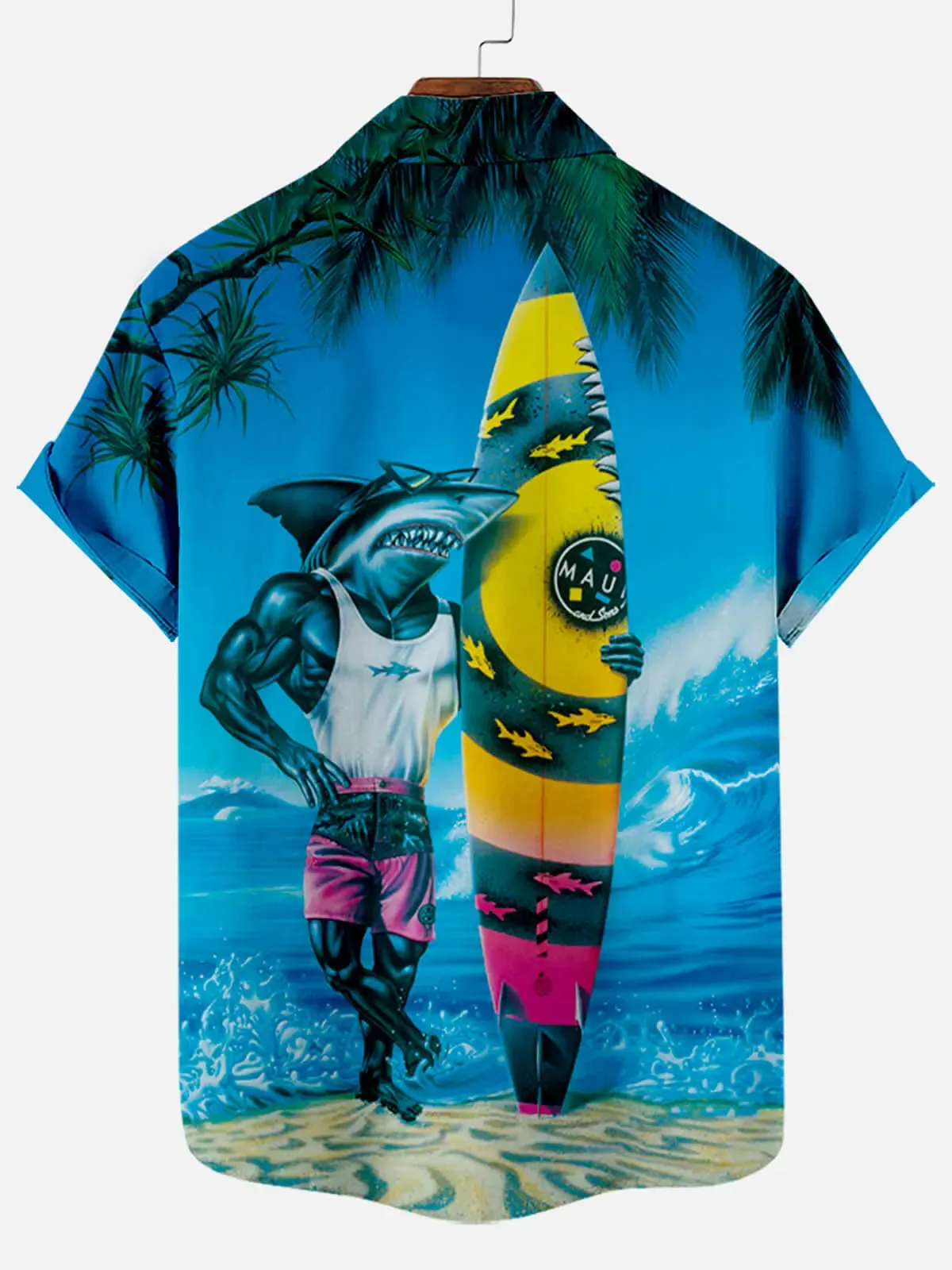Hawaii Surf Sharkman Pattern Men's Short Sleeve Top sold by Eleven Oasis product image thumbnail 2