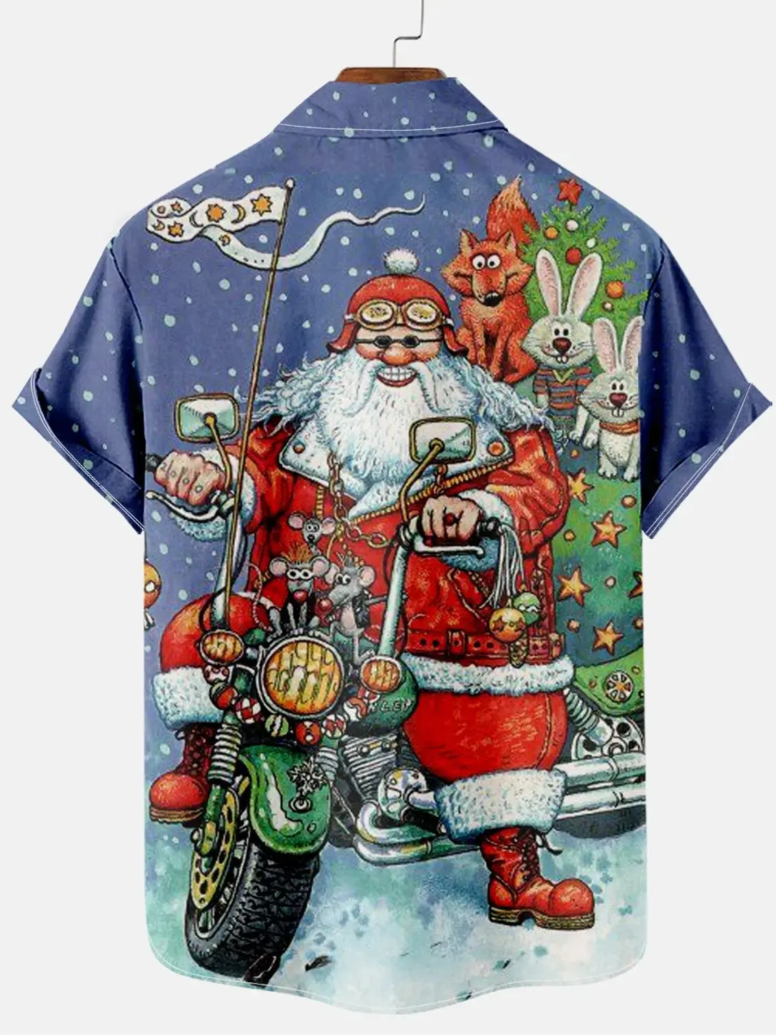 Men's Biker Santa Short Sleeve Shirt sold by Eleven Oasis product image thumbnail 2