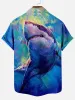 Men's Great White Shark Watercolor Short Sleeve Shirt sold by Eleven Oasis