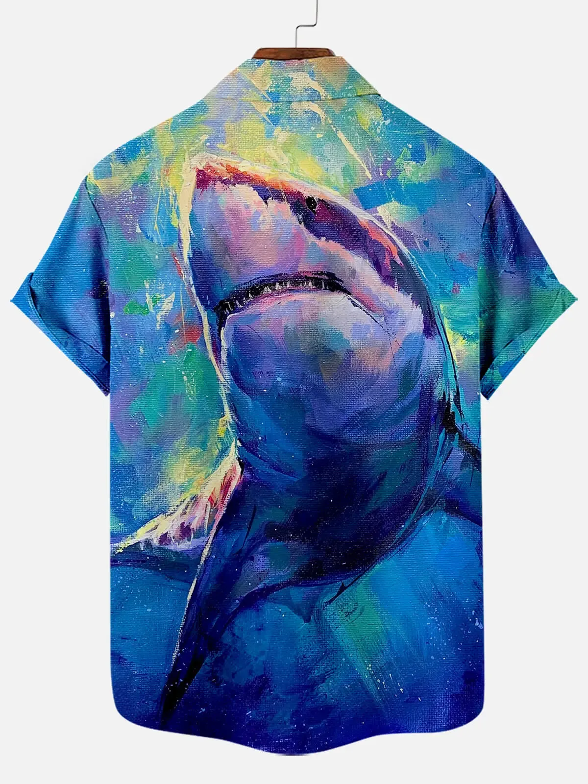 Men's Great White Shark Watercolor Short Sleeve Shirt sold by Eleven Oasis product image thumbnail 2