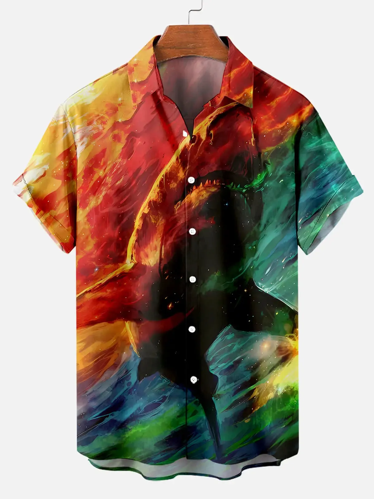 Men's Shark Abstract Ocean Short Sleeve Shirt sold by Eleven Oasis