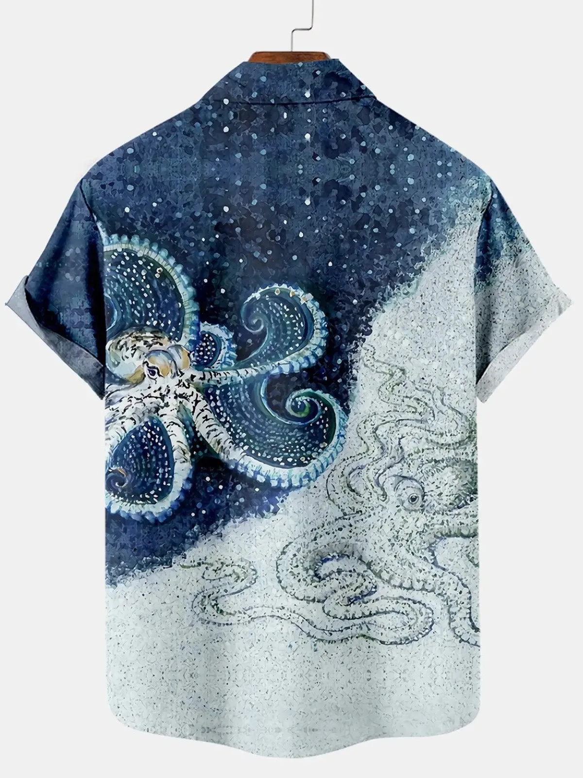 Hawaiian Octopus Print Casual Men's Short Sleeve Shirt sold by Eleven Oasis product image thumbnail 2