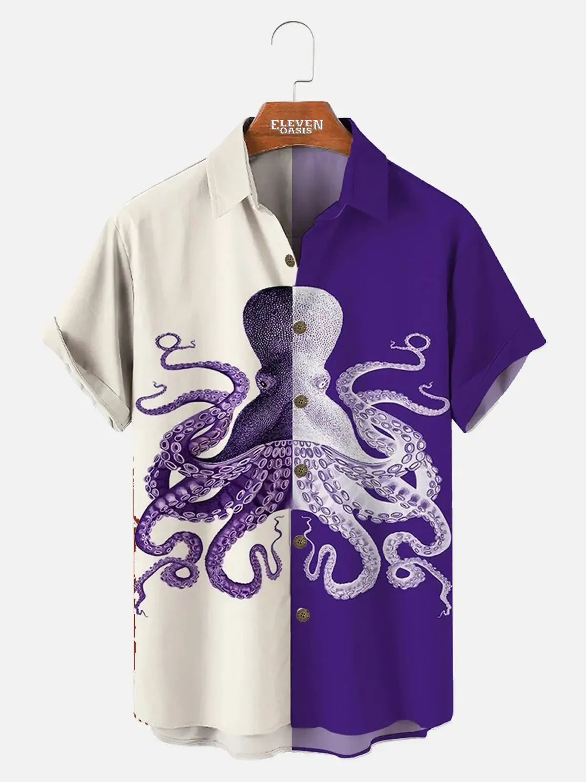 Men's Vintage Kraken Split Short Sleeve Shirt sold by Eleven Oasis