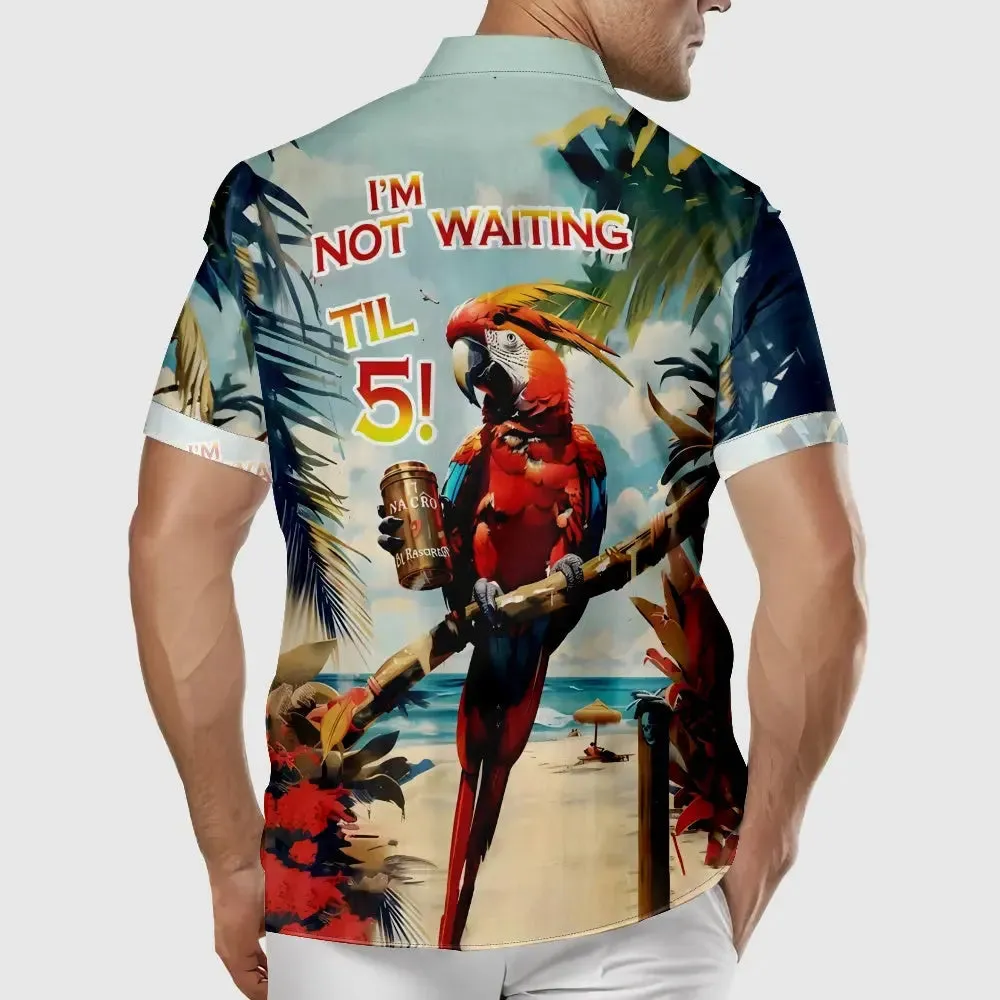Men's Retro Pearched Parrot Vacation Palm Trees Drink Short Sleeve Shirt sold by Eleven Oasis product image thumbnail 5