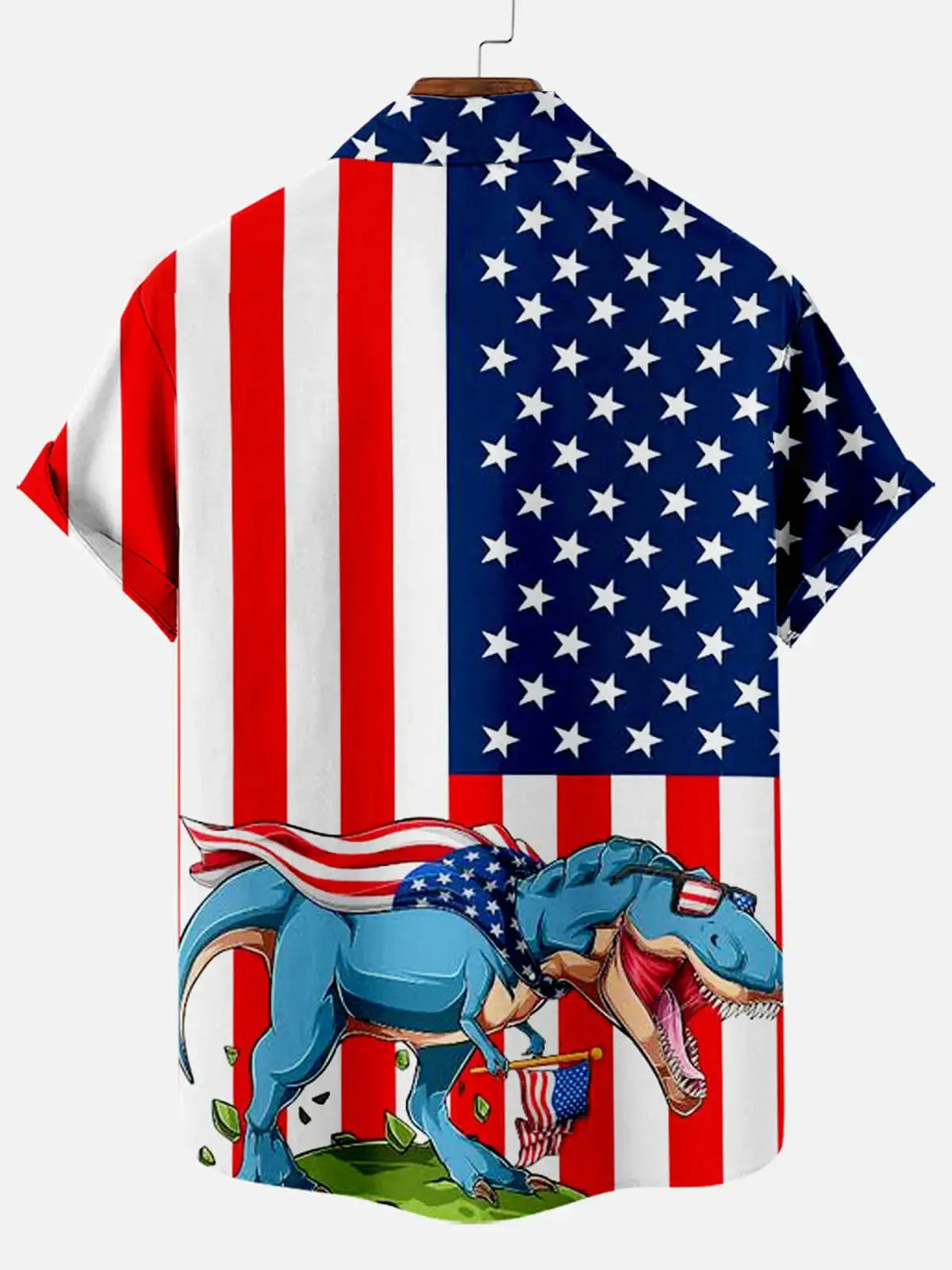 Dinosaur Flag Pattern Men's Short Sleeve Shirt sold by Eleven Oasis product image thumbnail 2