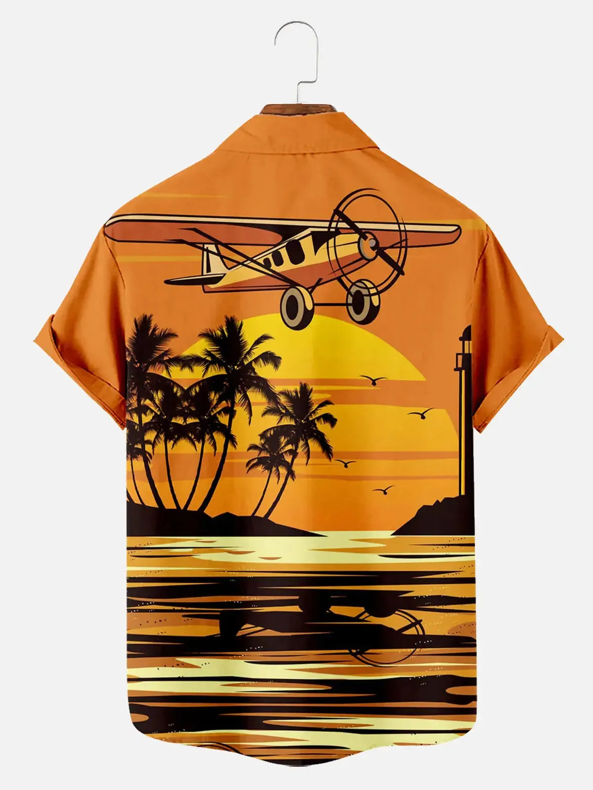 Men's Vintage Aviation Sunset Hawaiian Short Sleeve Shirt sold by Eleven Oasis product image thumbnail 2