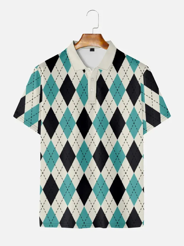 Men's Argyle Pattern Polo Short Sleeve Shirt sold by Eleven Oasis