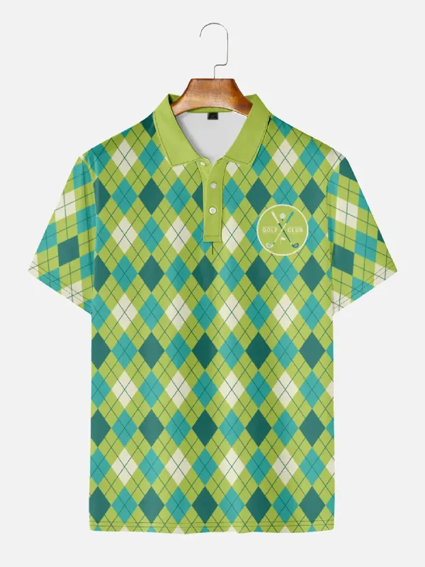 Men's Argyle Golf Club Polo Short Sleeve Shirt sold by Eleven Oasis