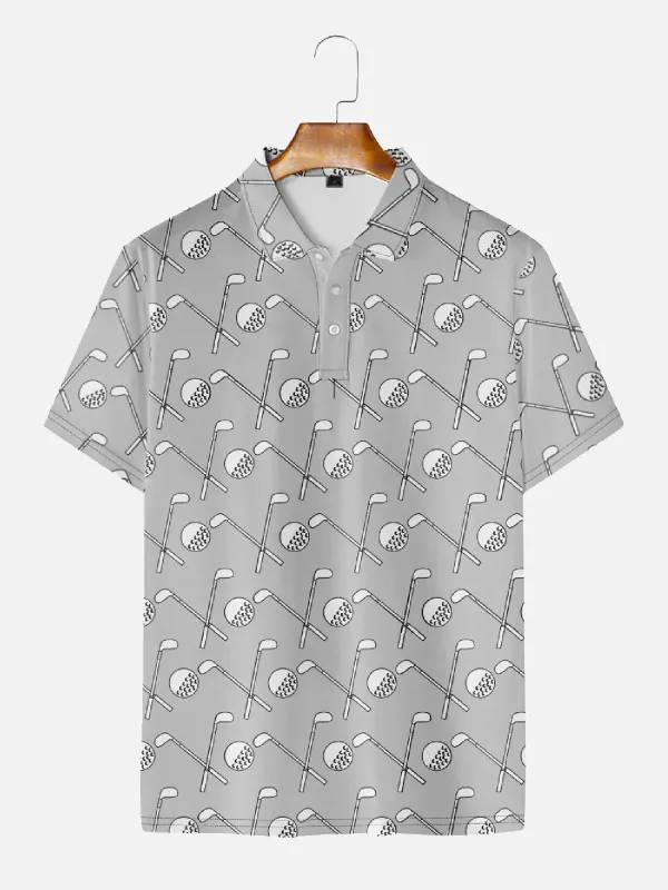 Men's Golf Clubs Pattern Polo Short Sleeve Shirt sold by Eleven Oasis