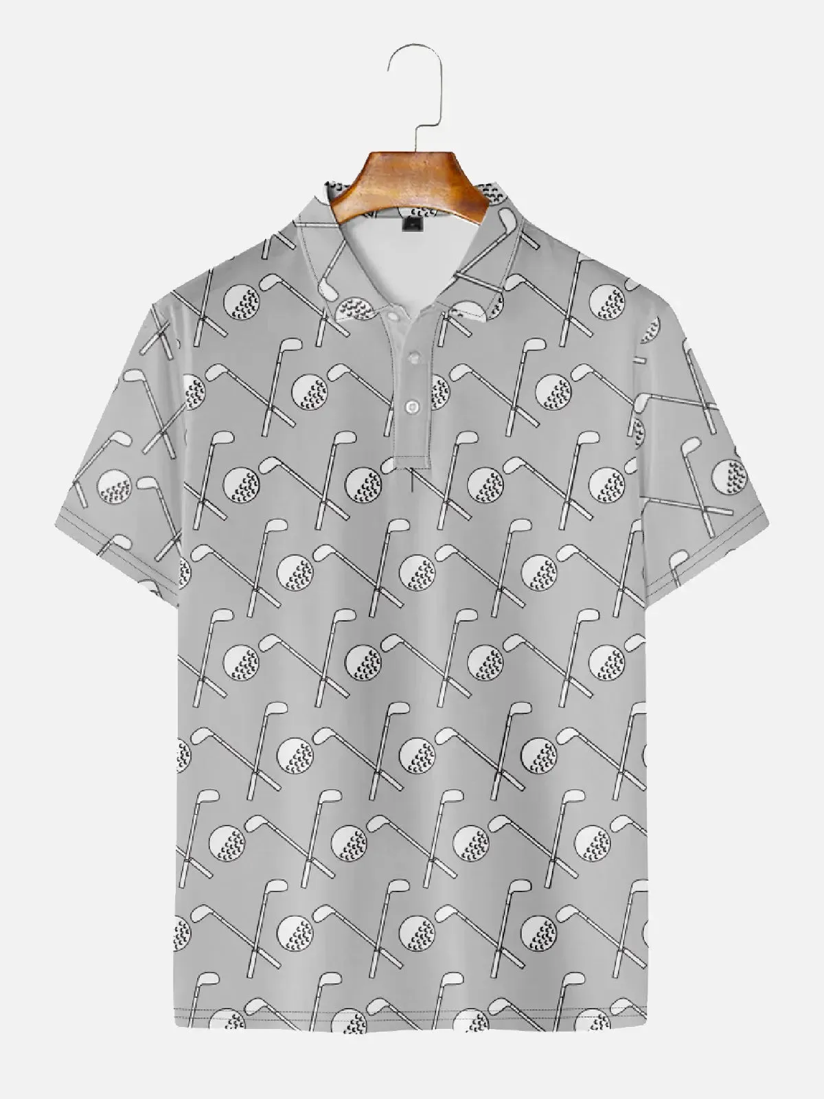 Men's Golf Clubs Pattern Polo Short Sleeve Shirt sold by Eleven Oasis