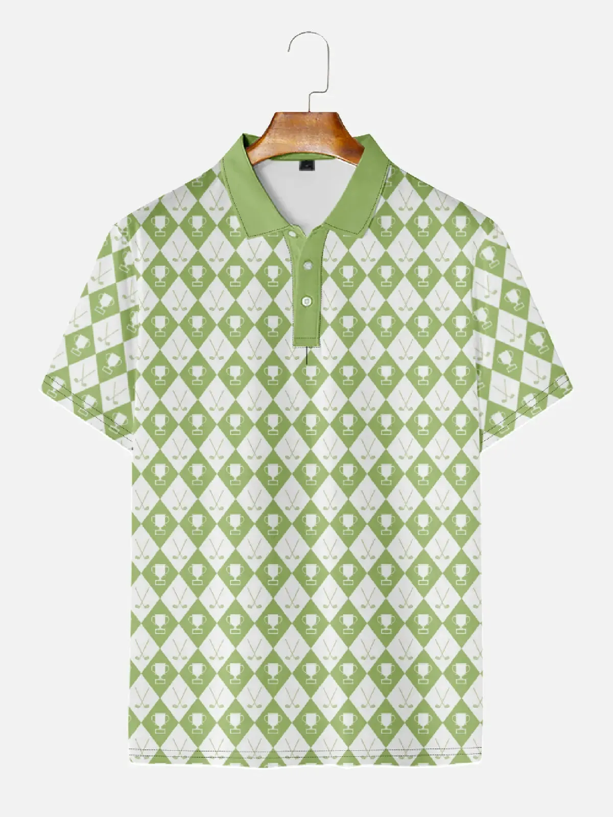 Men's Golf Trophy Argyle Polo Short Sleeve Shirt sold by Eleven Oasis