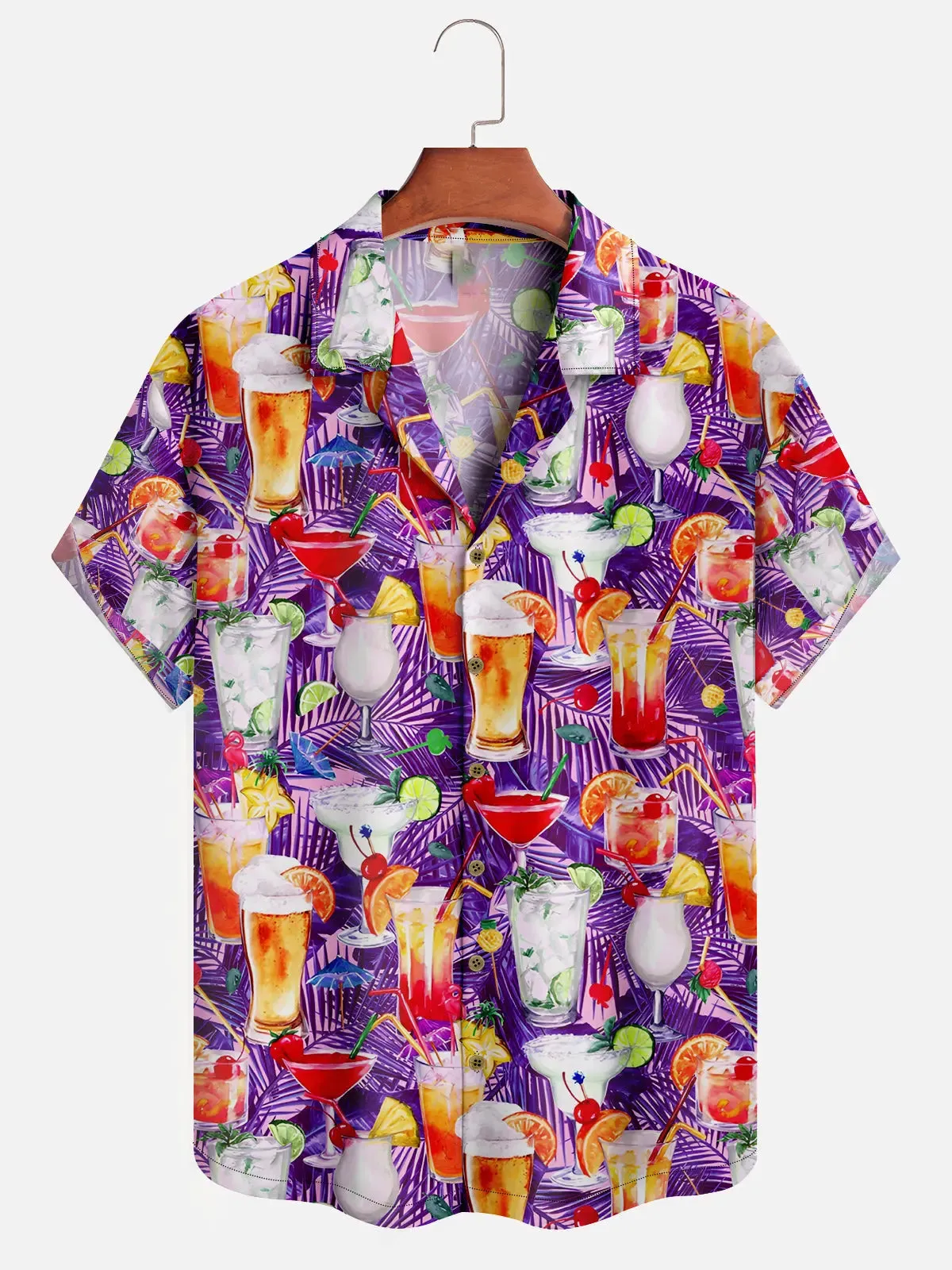 Men's Tropical Cocktail Paradise Hawaiian Short Sleeve Shirt sold by Eleven Oasis