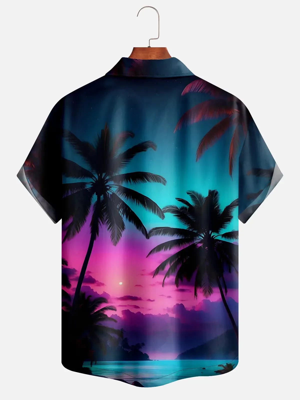 Men's Neon Sky Palm Tree Short Sleeve Shirt sold by Eleven Oasis product image thumbnail 2