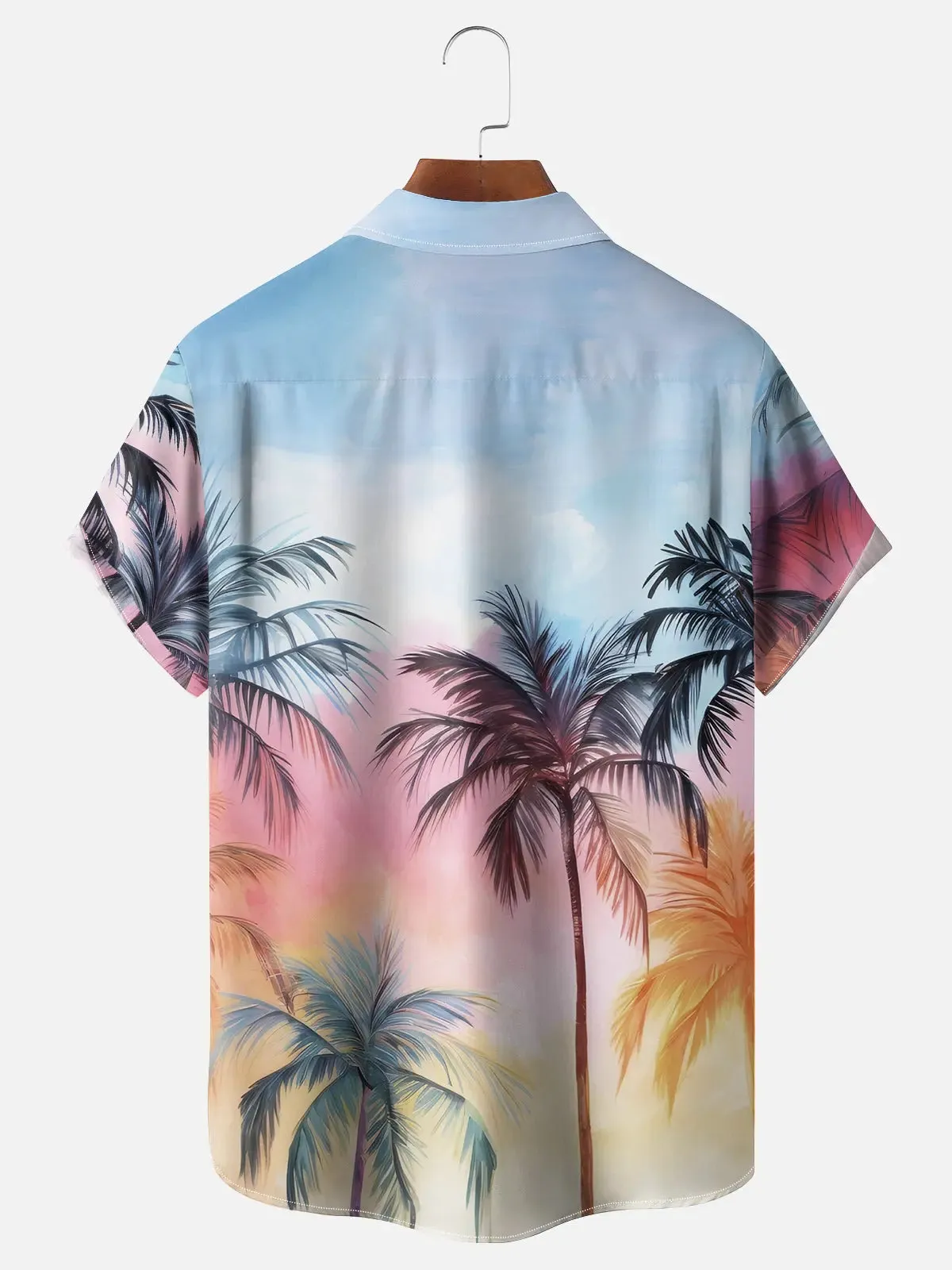 Men's Dusk and Dawn Sky with Palm Trees Short Sleeve Shirt sold by Eleven Oasis product image thumbnail 2