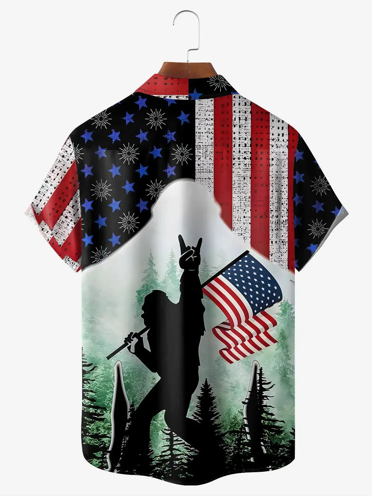 Men's Bigfoot Rock Flag Short Sleeve Shirt sold by Eleven Oasis product image thumbnail 2