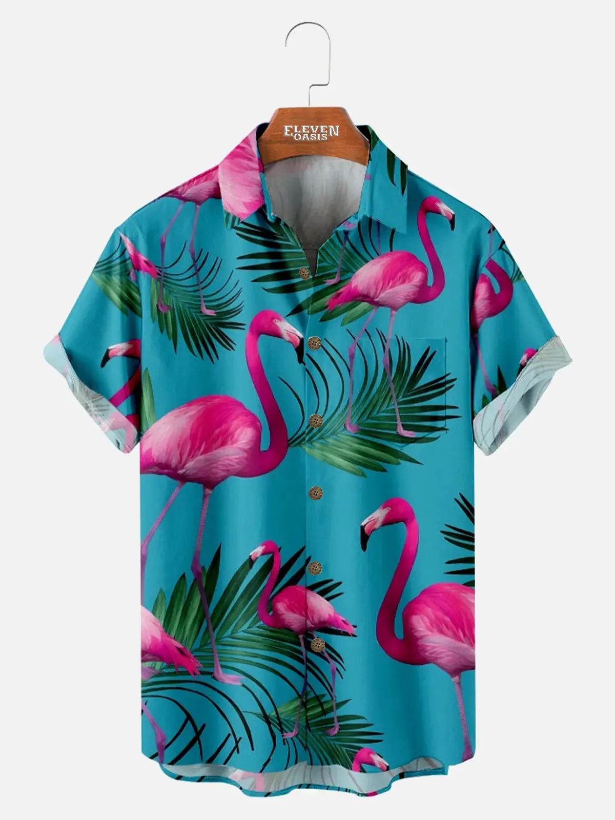 Men's Flamingo Paradise Hawaiian Short Sleeve Shirt sold by Eleven Oasis