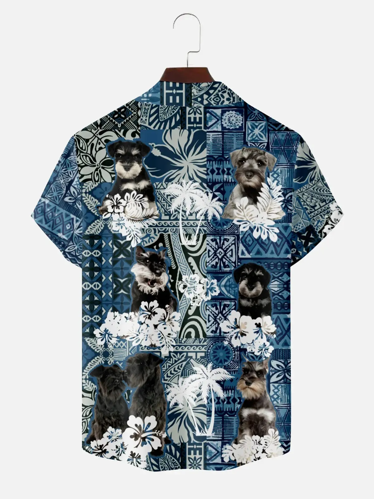 Men's Schnauzer Dog Tropical Holiday Short Sleeve Shirt sold by Eleven Oasis product image thumbnail 2