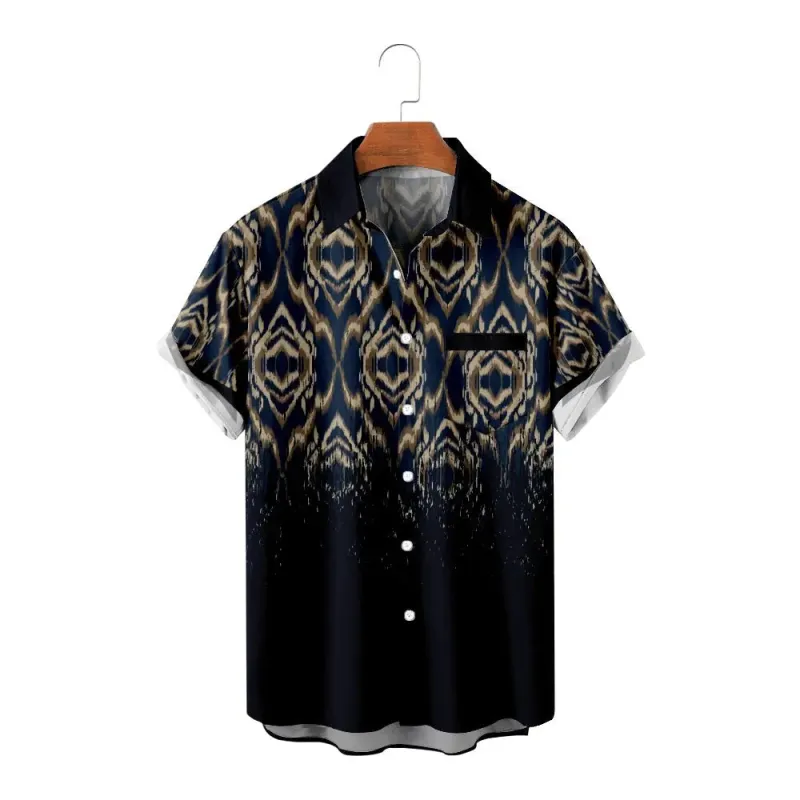 Men's Casual Print Fade Designed Short Sleeve Shirt sold by Eleven Oasis