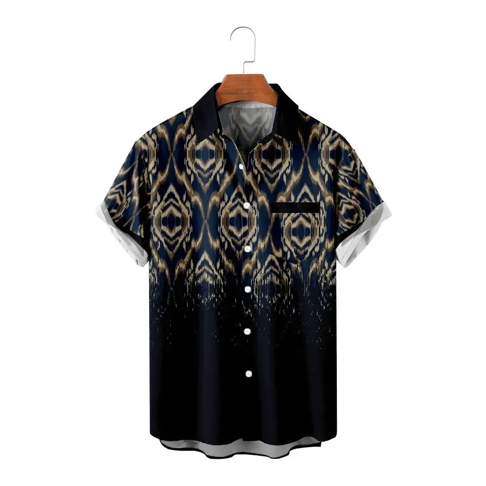 Men's Casual Print Fade Designed Short Sleeve Shirt sold by Eleven Oasis