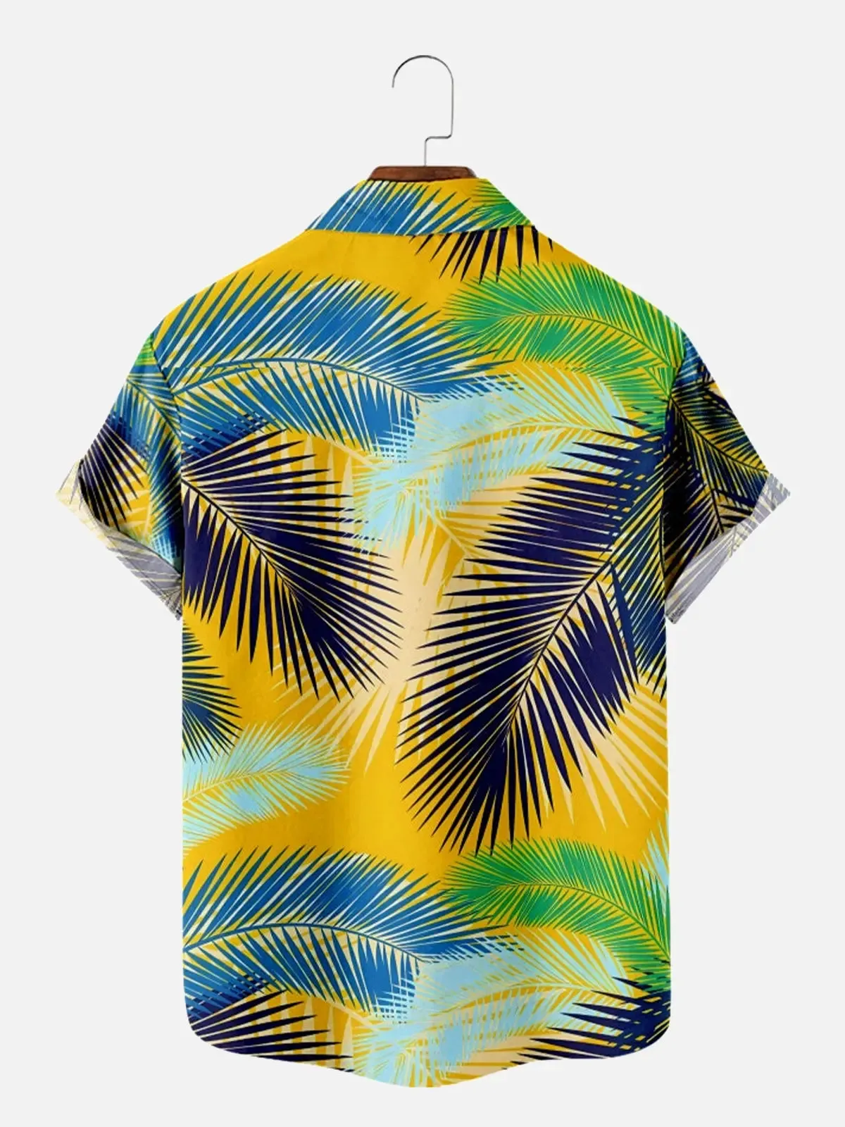 Men's Hawaiian Palm Leaf Print Colorful Casual Short Sleeve Shirt sold by Eleven Oasis product image thumbnail 2
