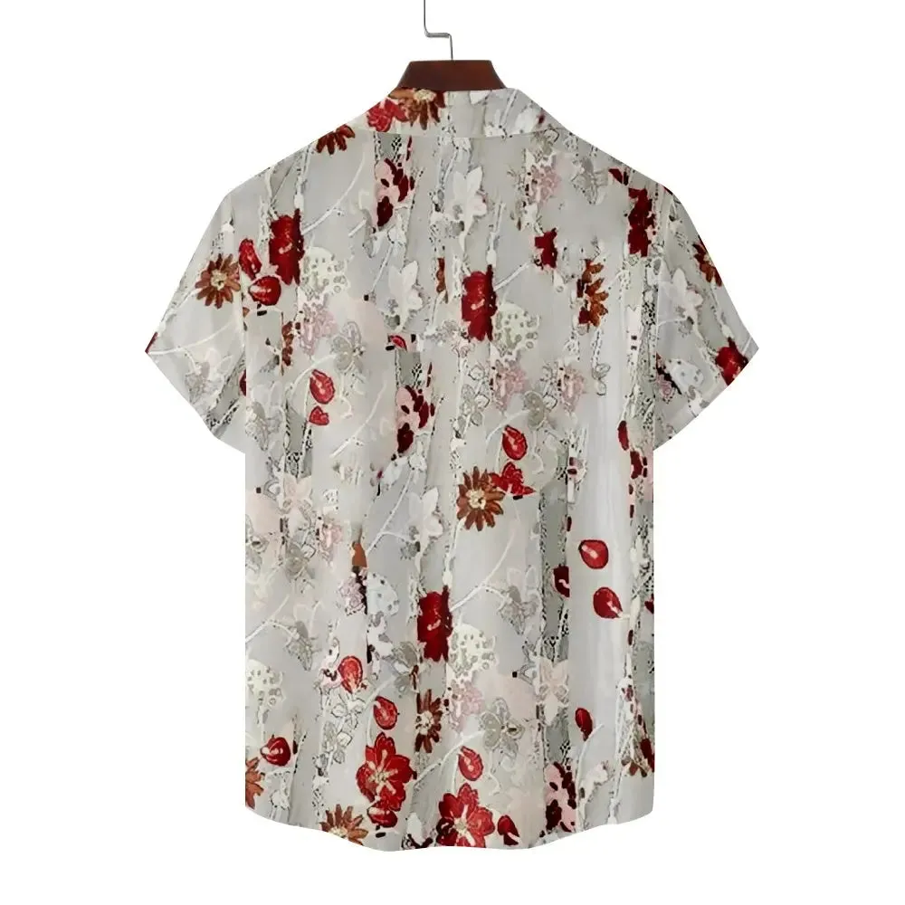 Men's Floral Print Autumn Fall Flowers Short Sleeve Shirt sold by Eleven Oasis product image thumbnail 2
