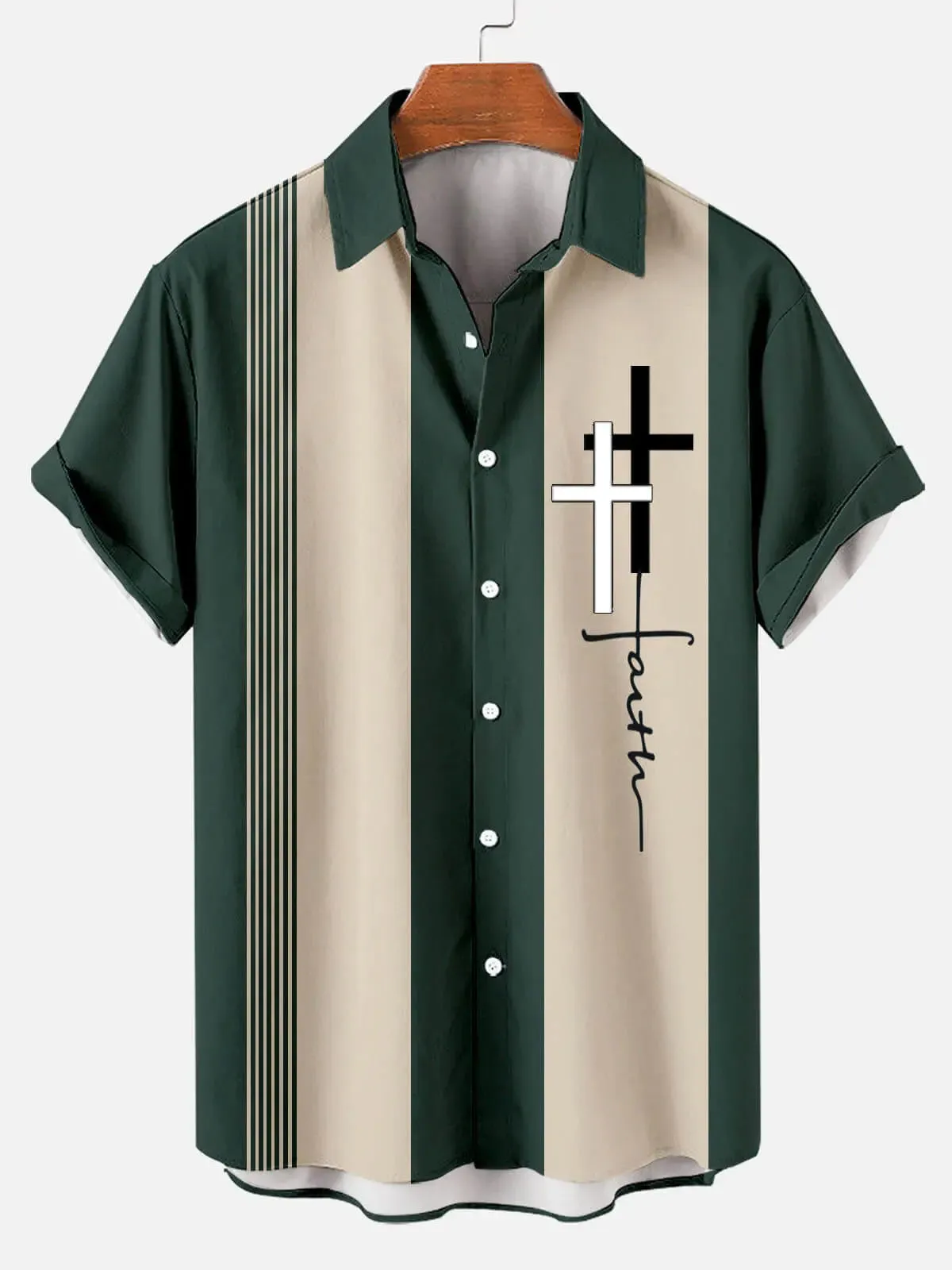 Men's Faith Cross Short Sleeve Shirt sold by Eleven Oasis