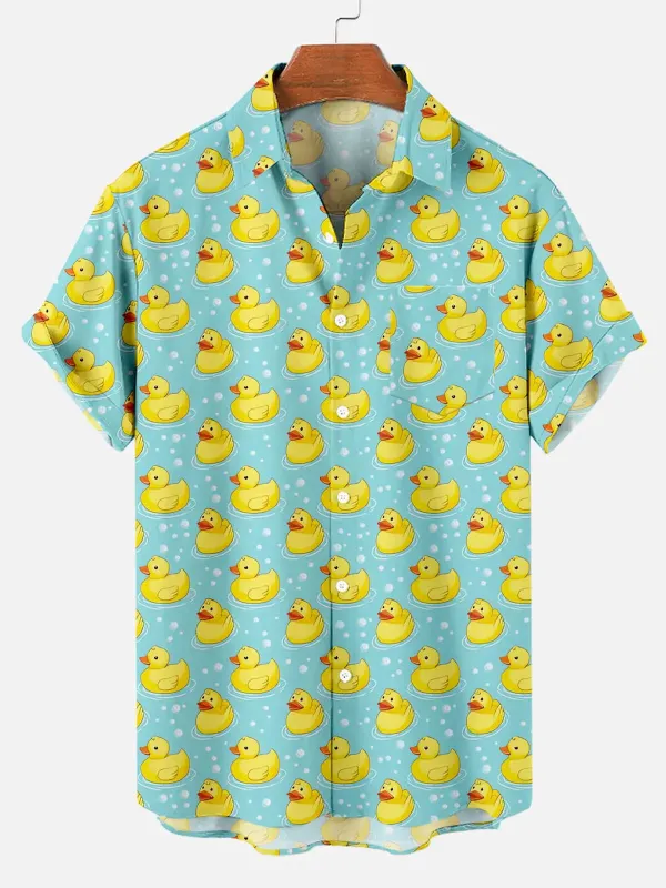 Men's Rubber Duck Pattern Short Sleeve Shirt sold by Eleven Oasis