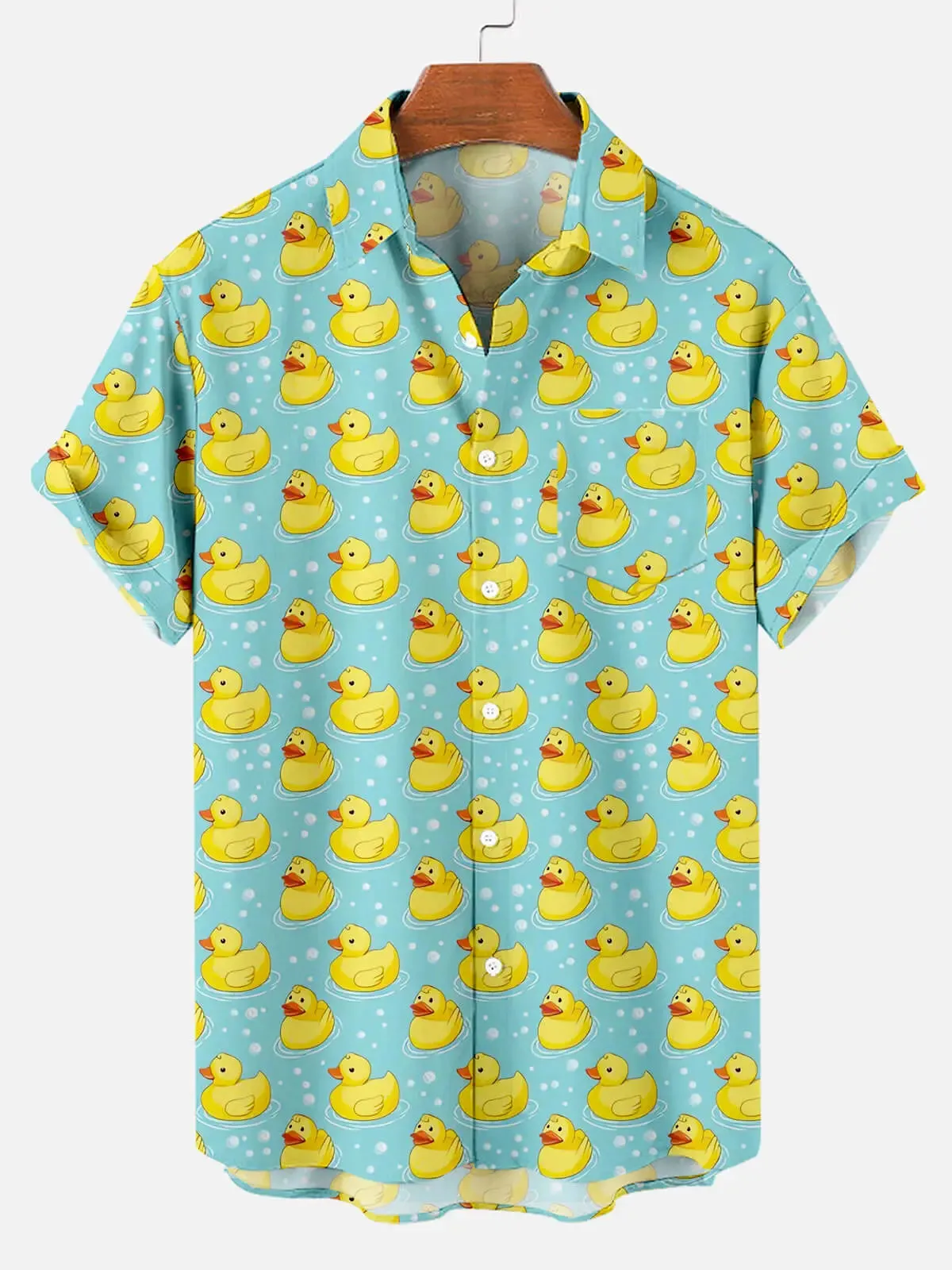 Men's Rubber Duck Pattern Short Sleeve Shirt sold by Eleven Oasis