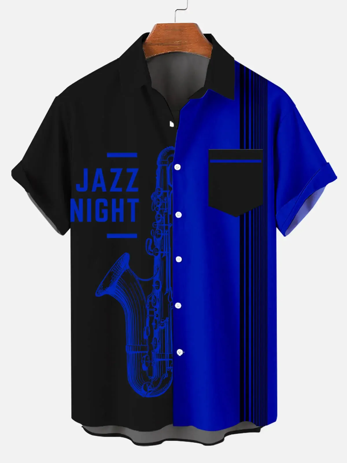 Music Festival Jazz Night Stripes Men's Short Sleeve Shirt sold by Eleven Oasis product image thumbnail 3
