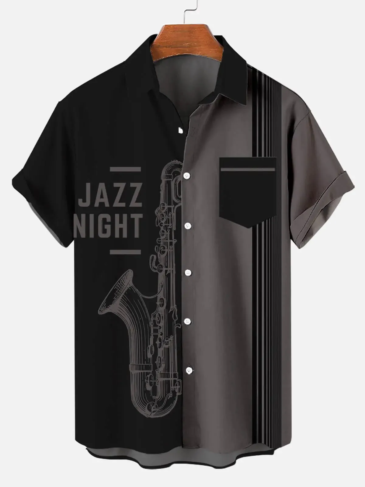 Music Festival Jazz Night Stripes Men's Short Sleeve Shirt sold by Eleven Oasis product image thumbnail 5