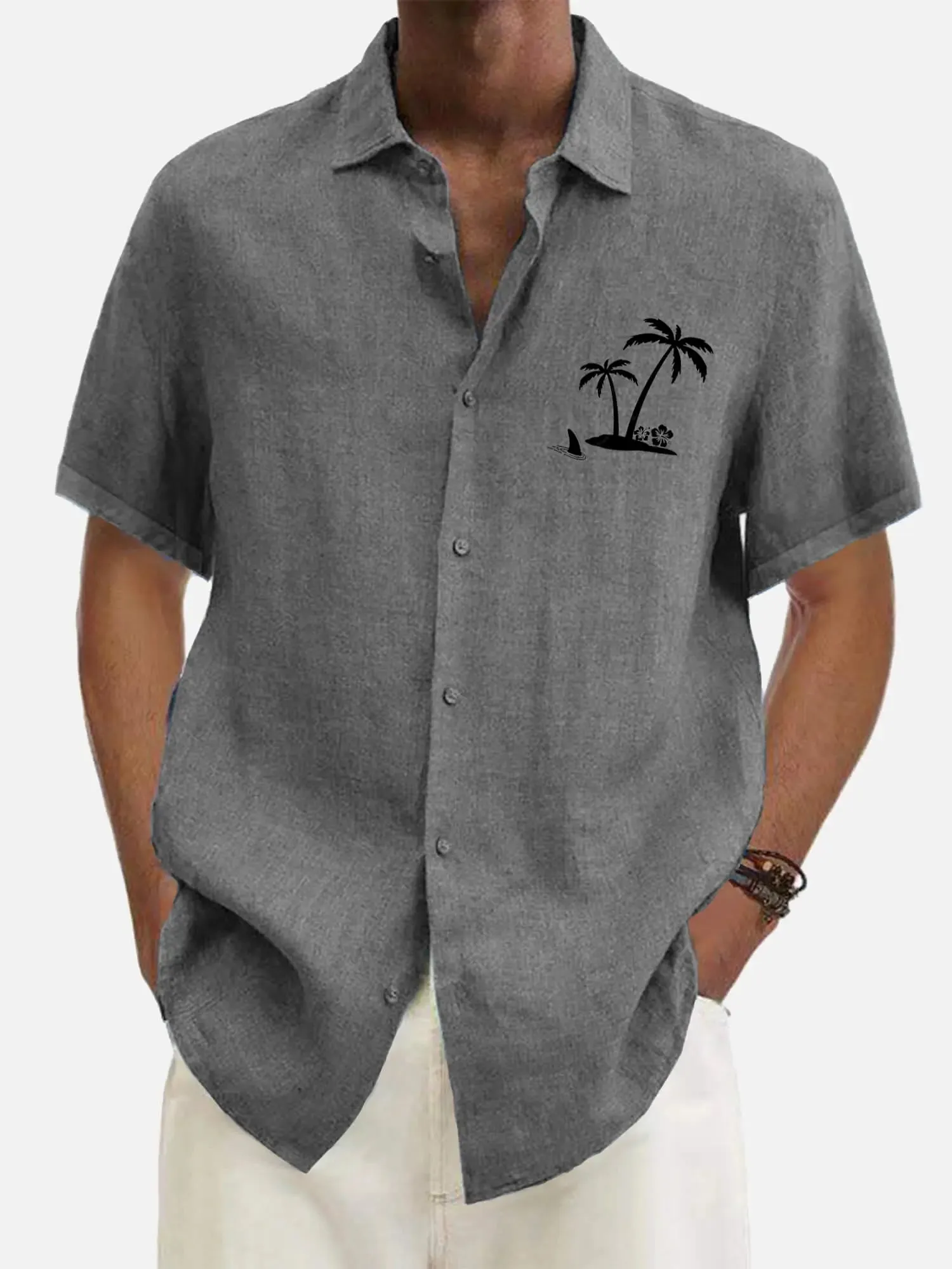 Men's Hawaiian Coconut Tree Oasis Short Sleeve Shirt sold by Eleven Oasis product image thumbnail 4