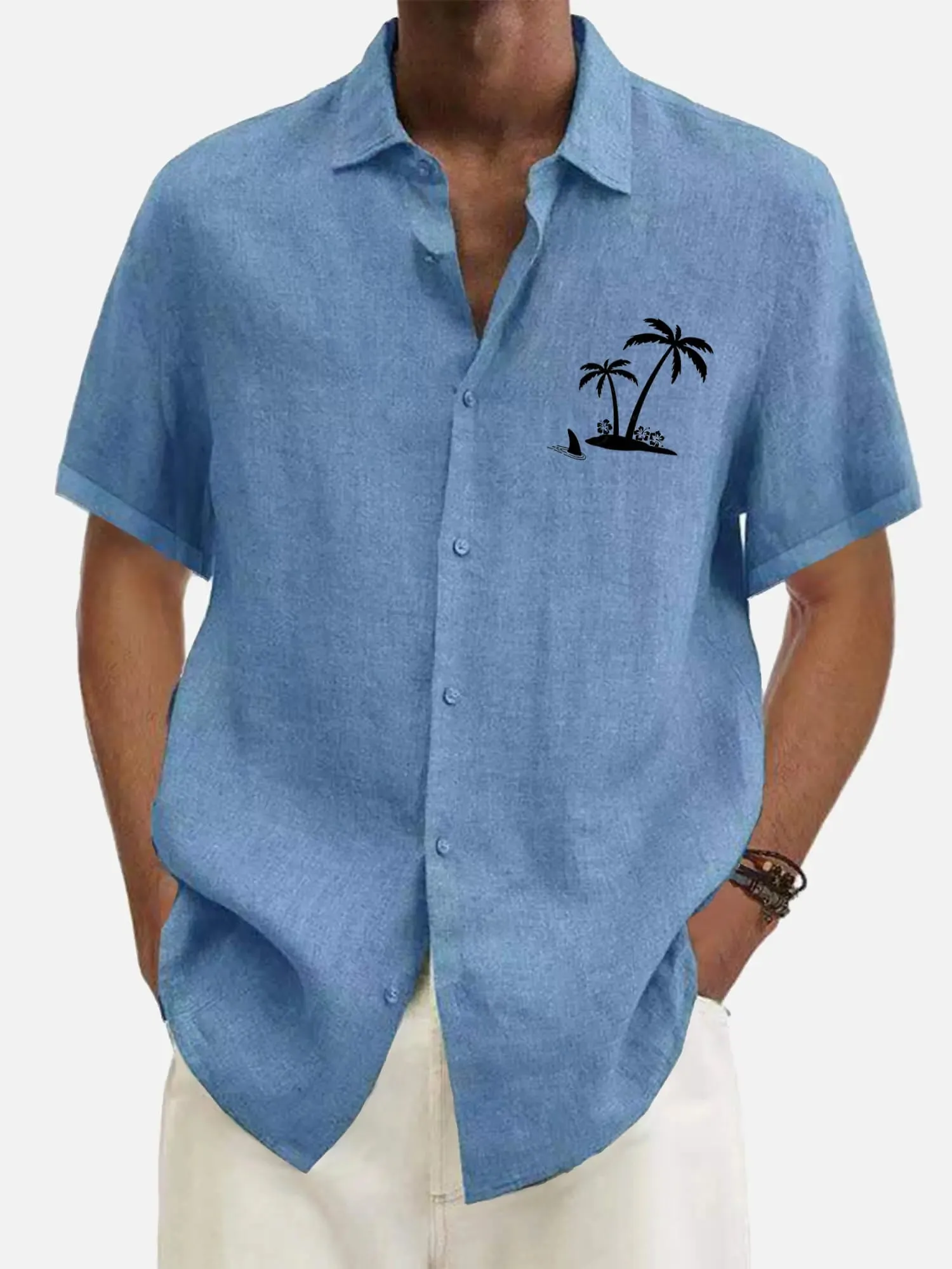 Men's Hawaiian Coconut Tree Oasis Short Sleeve Shirt sold by Eleven Oasis