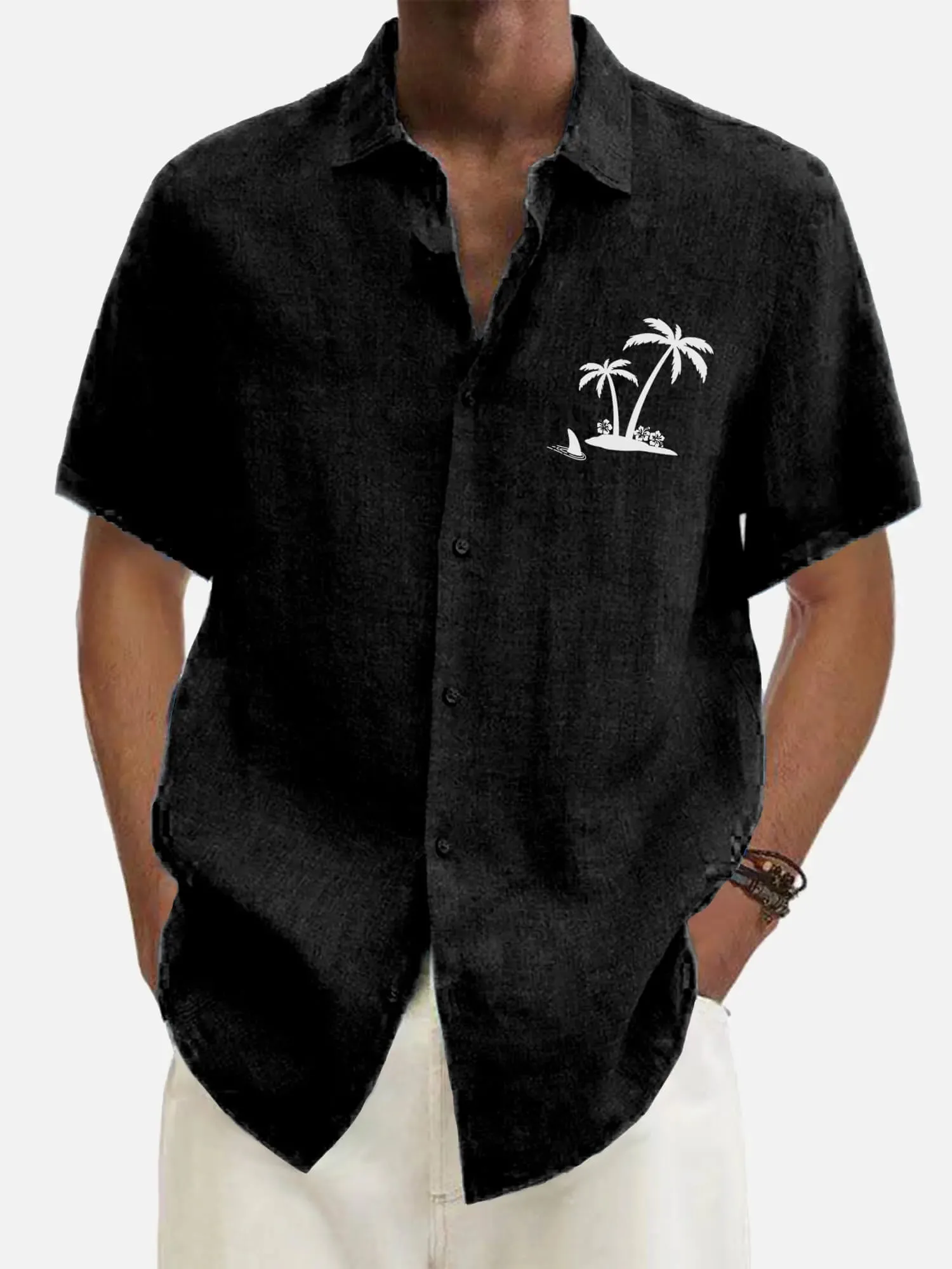 Men's Hawaiian Coconut Tree Oasis Short Sleeve Shirt sold by Eleven Oasis product image thumbnail 3