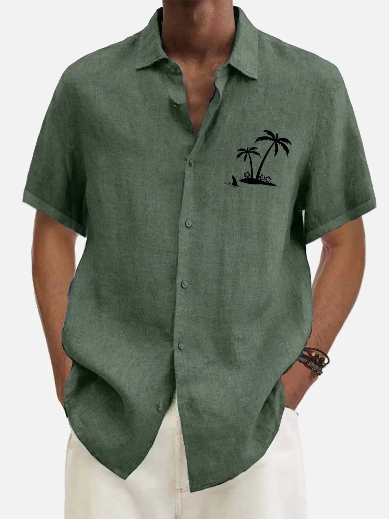 Men's Hawaiian Coconut Tree Oasis Short Sleeve Shirt sold by Eleven Oasis product image thumbnail 5