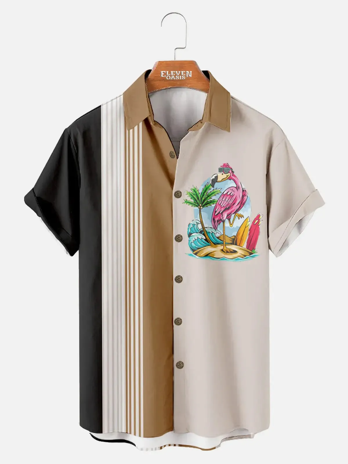 Men's Hawaiian Flamingo On Holiday Short Sleeve Shirt sold by Eleven Oasis