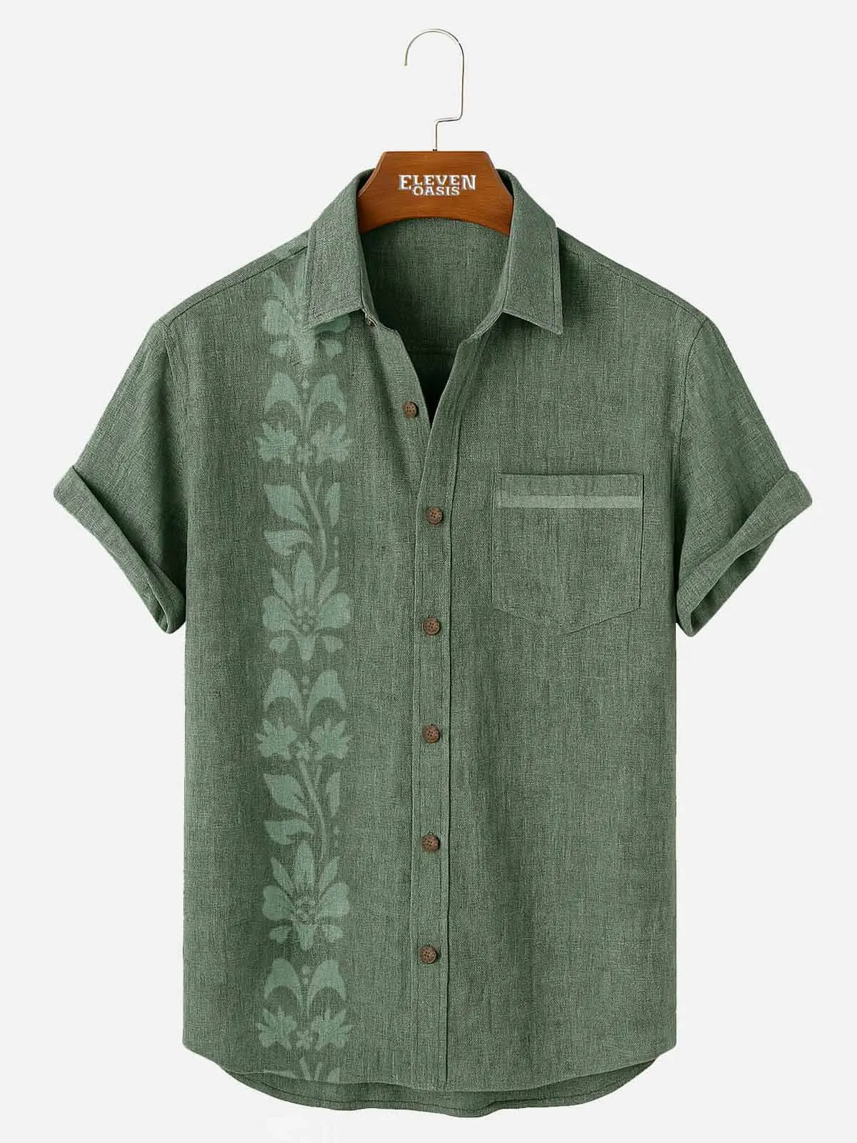 Men's Unilateral Striped Flower Vacation Casual Short Sleeve Shirt sold by Eleven Oasis product image thumbnail 2