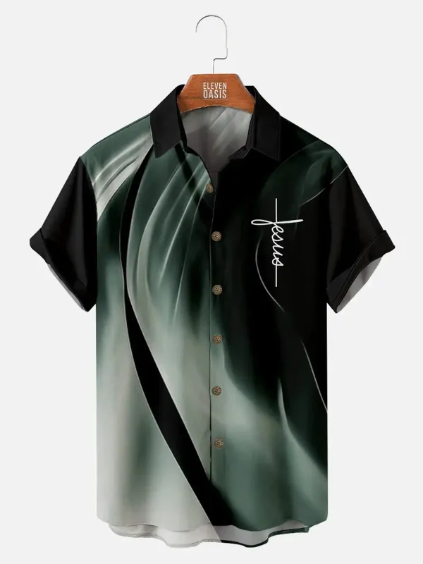 Men's Script Cross Jesus Short Sleeve Shirt sold by Eleven Oasis