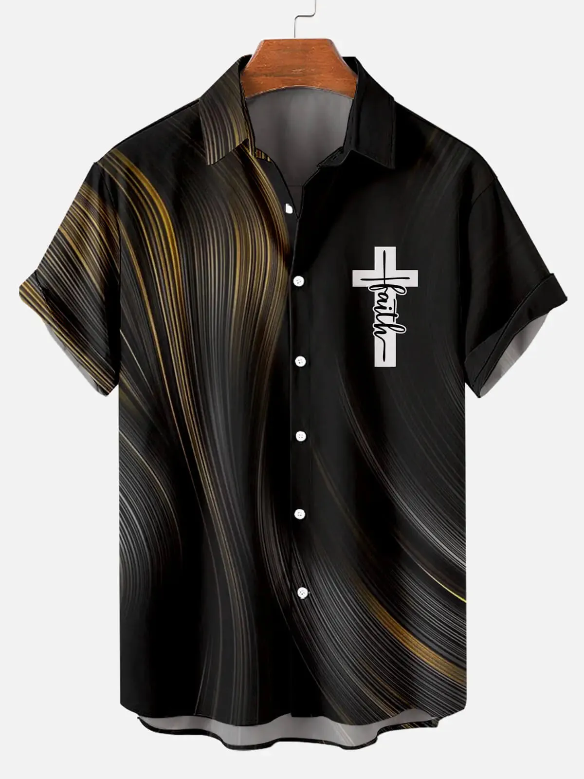 Men's Faith Cross Script Short Sleeve Shirt sold by Eleven Oasis