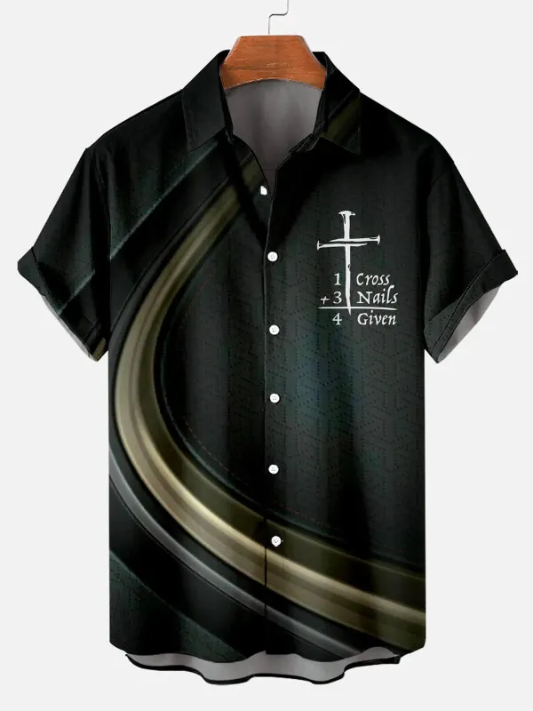 Men's Christian Cross Three Nails Short Sleeve Shirt sold by Eleven Oasis
