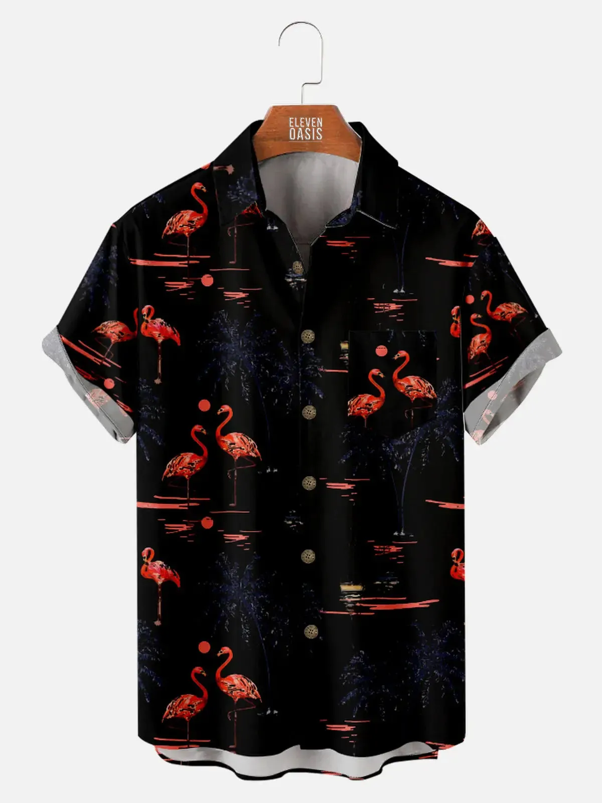 Men's Beach Flamingo Vacay Style Casual Short Sleeve Shirt sold by Eleven Oasis product image thumbnail 3
