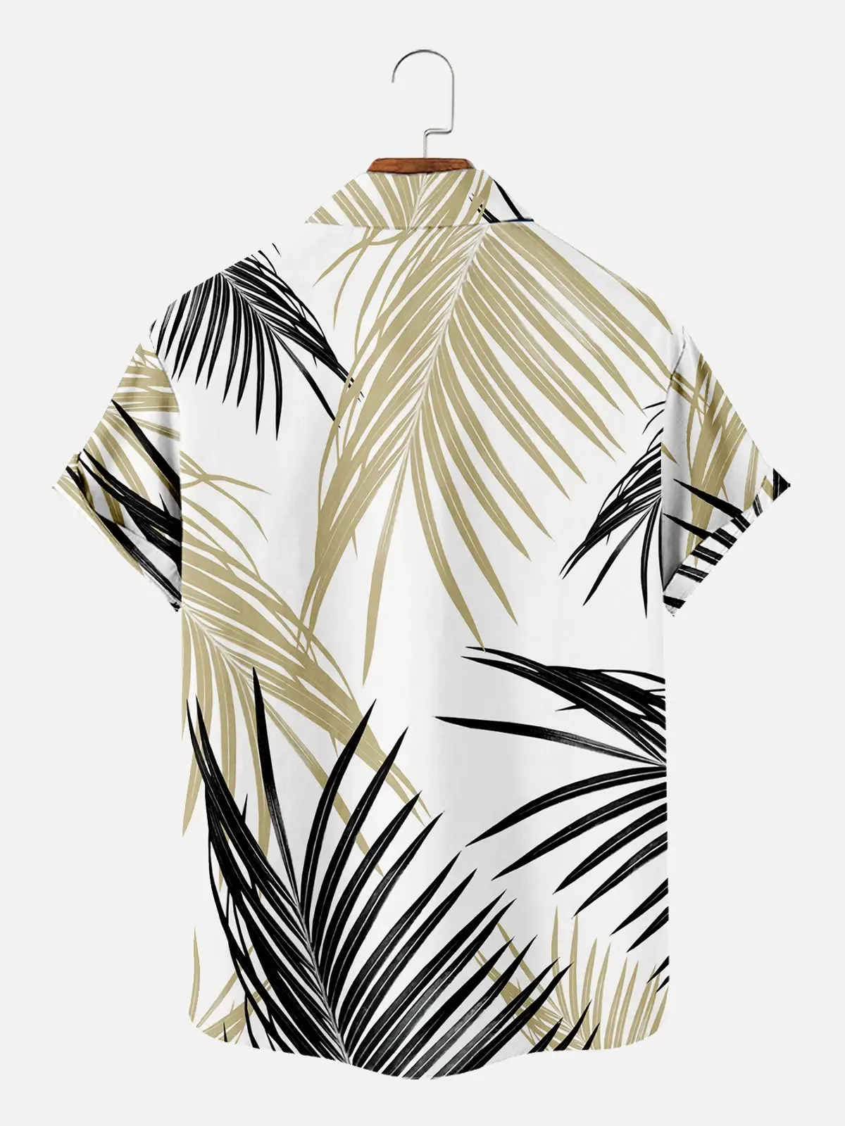 Men's Leaf Print Moisture Wicking Fabric Trendy Lapel Short Sleeve Shirt sold by Eleven Oasis product image thumbnail 2