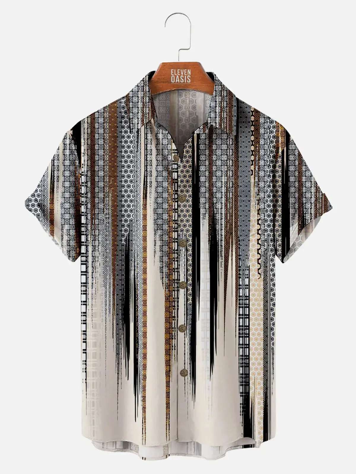 Men's Abstract Geometric Fade Short Sleeve Shirt sold by Eleven Oasis