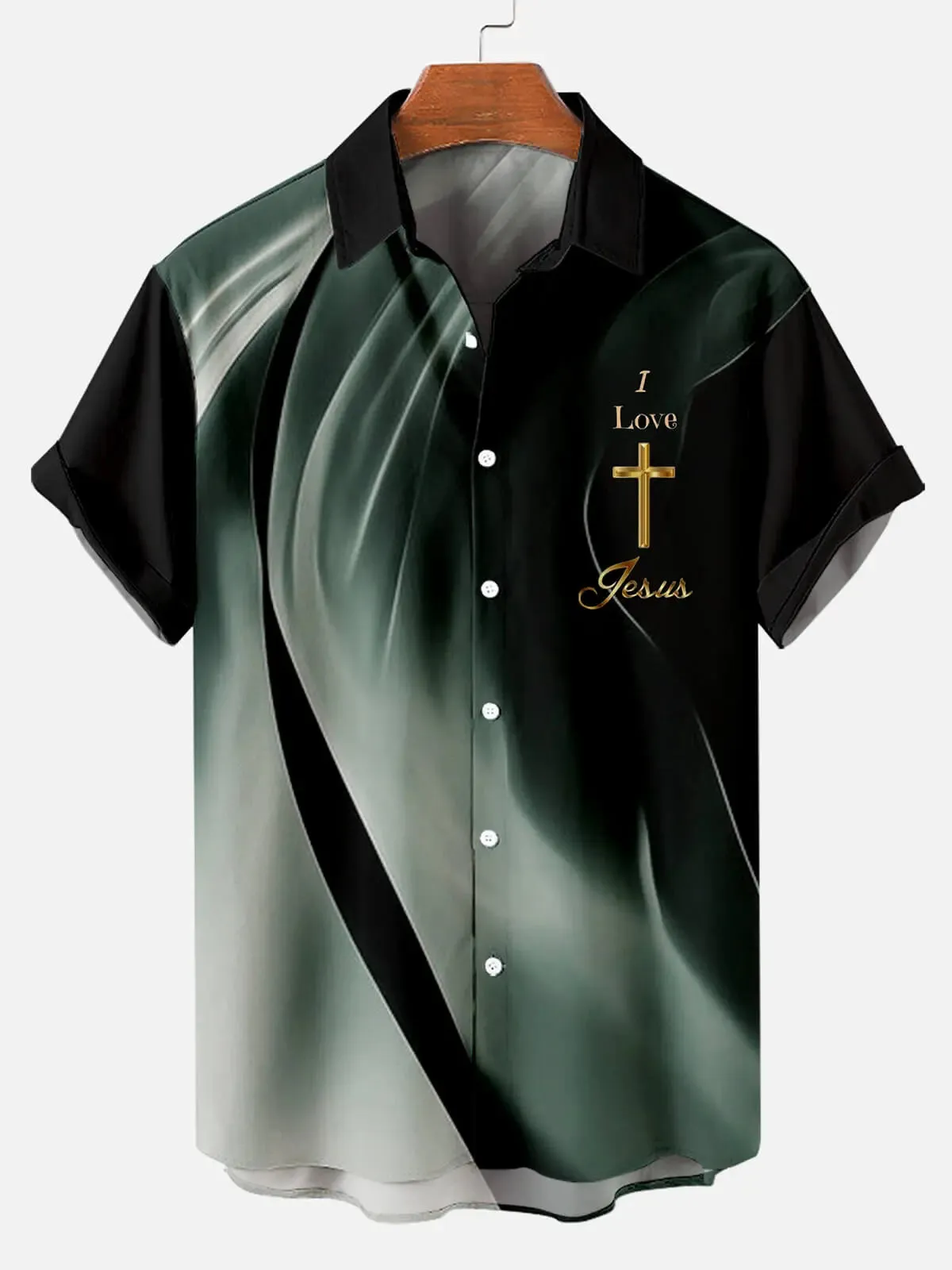 Men's I Love Jesus Cross Short Sleeve Shirt sold by Eleven Oasis