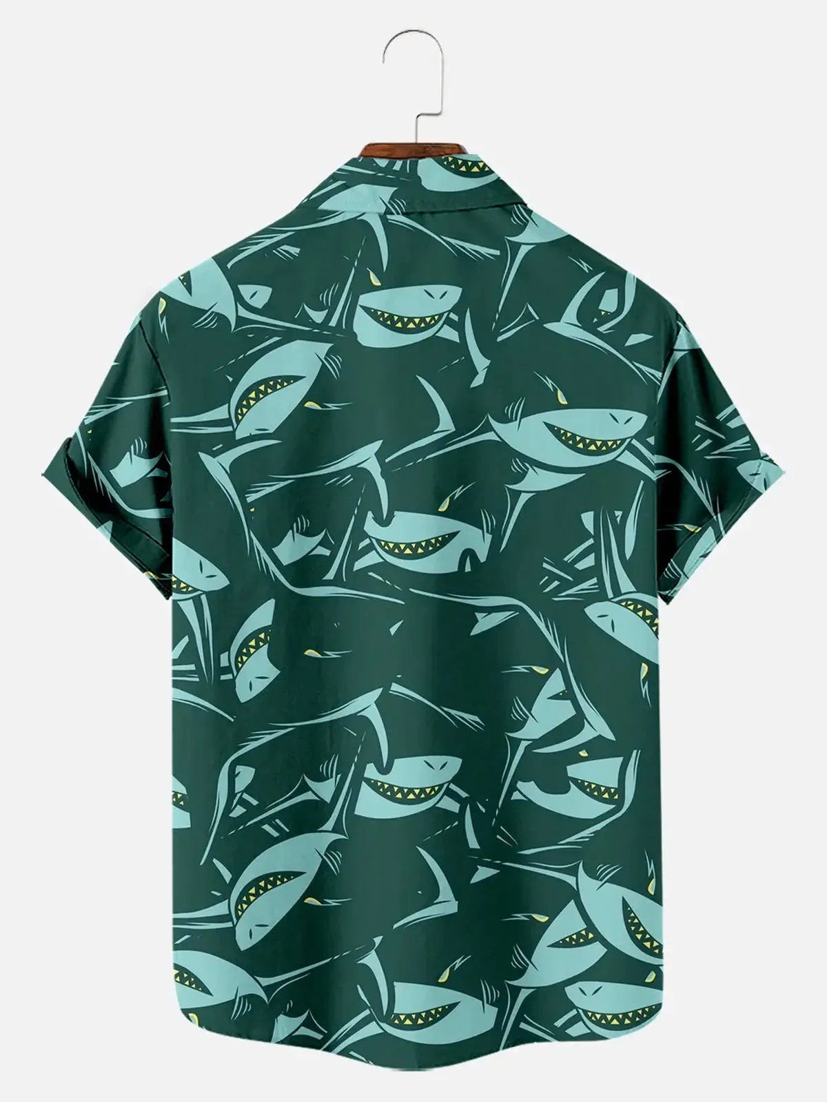 Men's Shark Silhouette Ocean Short Sleeve Shirt sold by Eleven Oasis product image thumbnail 2