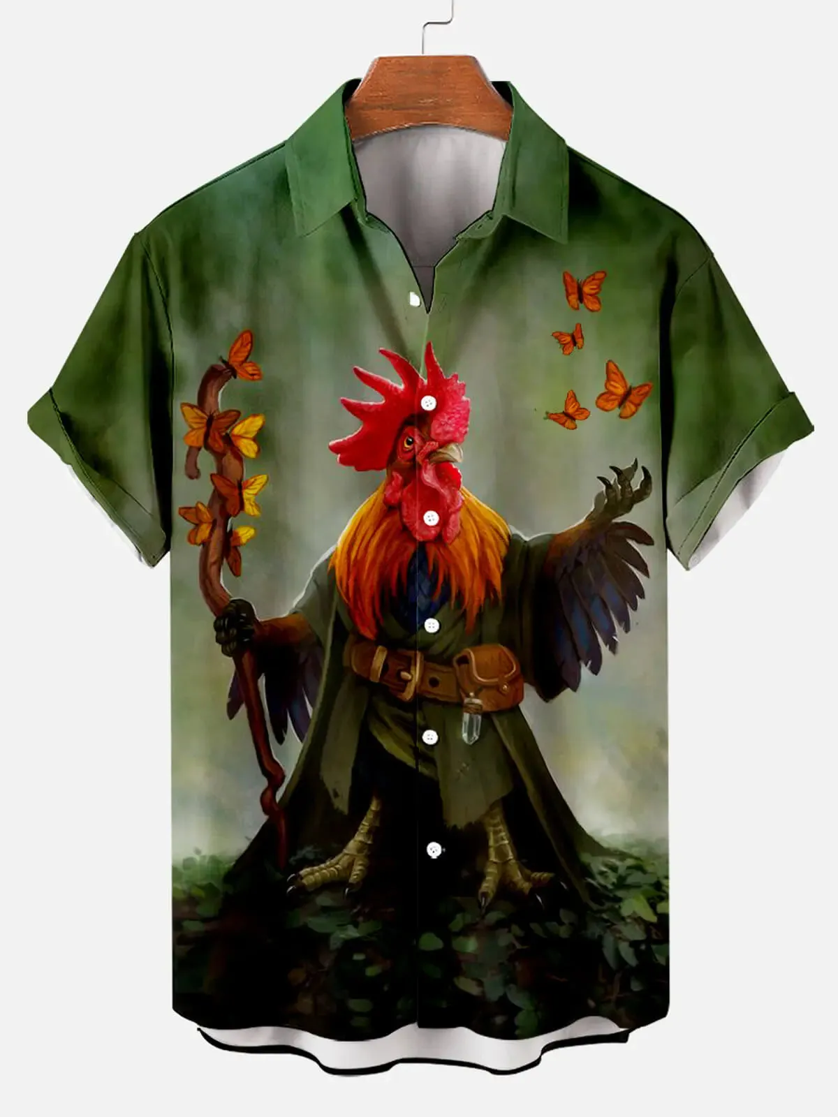Men's Rooster Wizard Fantasy Short Sleeve Shirt sold by Eleven Oasis