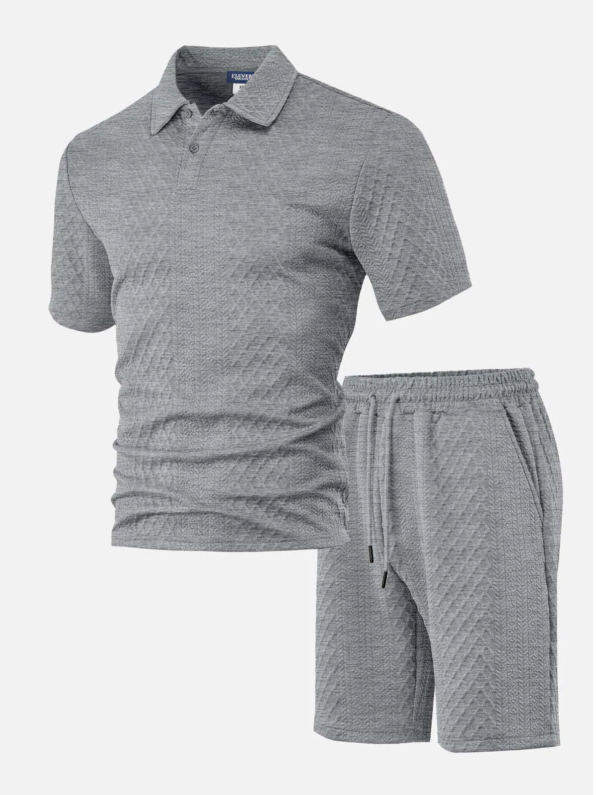 Men's Textured Jacquard Polo Short Set sold by Eleven Oasis product image thumbnail 5