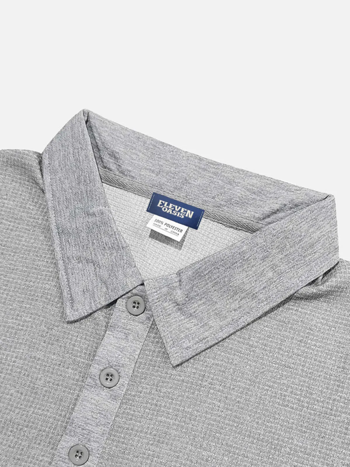 Men's Waffle Knit Polo Shirt sold by Eleven Oasis product image thumbnail 4