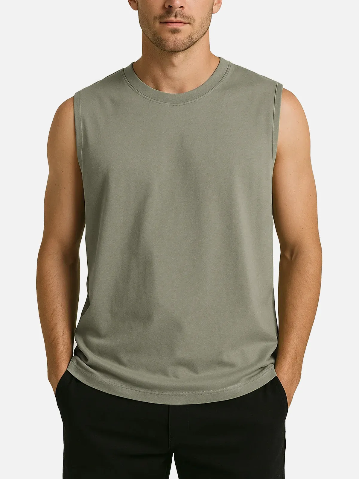 Men's Essential Cotton Muscle Tank sold by Eleven Oasis